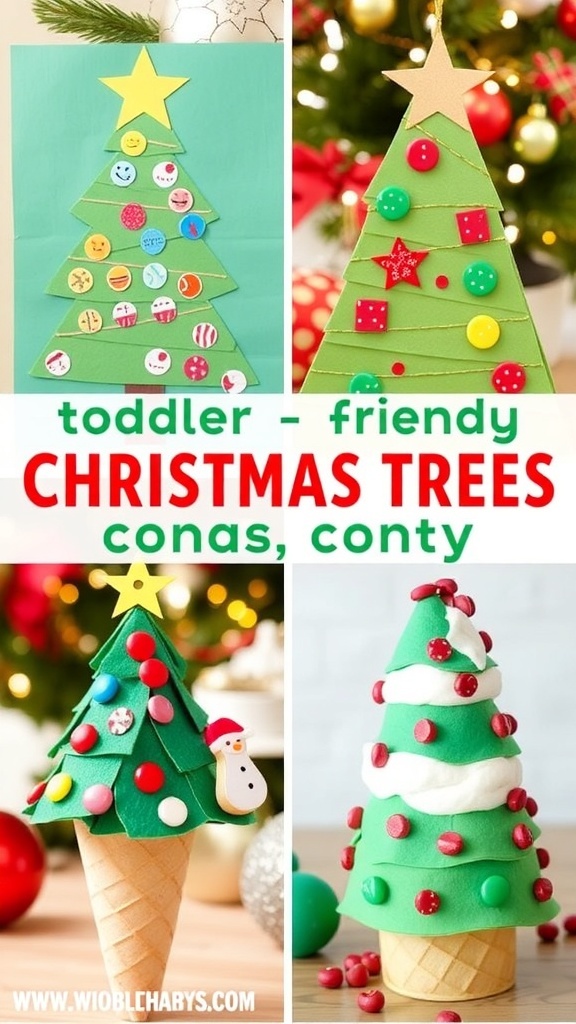Creative Christmas Tree Ideas for Toddlers A variety of Christmas tree crafts for toddlers, showcasing creativity and holiday spirit.
